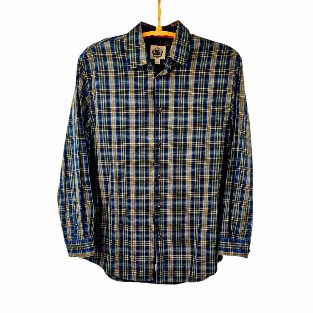 Paradise Collection 100%‎ Fine Silk Plaid Large Hawaiian Shirt